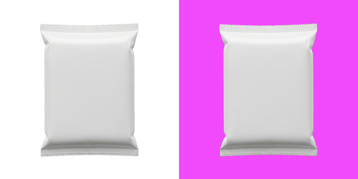 Blank white snack food bag mockup 3D render