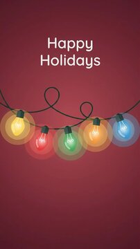 Happy Holidays greeting with glowing fairy lights motion graphic, ai generated