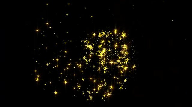 Golden glitter particles rotating in a circular motion, glowing fairy dust and sparkling light ring creating an elegant luxury transition on black background, 4k resolution