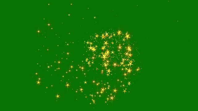 Golden glitter particles rotating in a circular motion, glowing fairy dust and sparkling light ring creating an elegant luxury transition on green background, 4k resolution