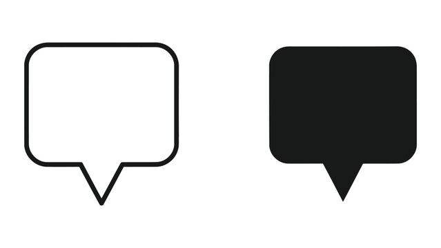 Simple square speech bubble icon for chat and message communication in vector format