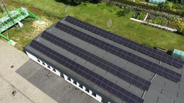 High angle view of residential solar power array
