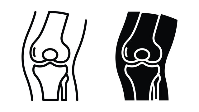 Human knee joint anatomy vector icon set for medical and orthopedic diagnostics