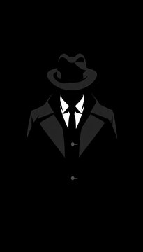Faceless man in suit and hat silhouette