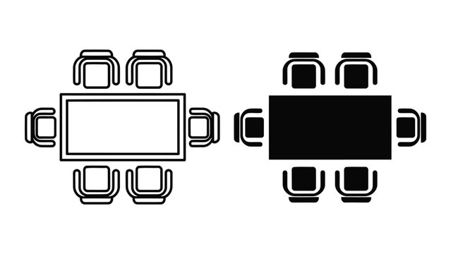Conference table with chairs top view vector icon set for office interior design