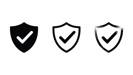 Shield icon set with check mark or security shield protection icon with tick mark symbol. vector illustration eps © Innovation Galary