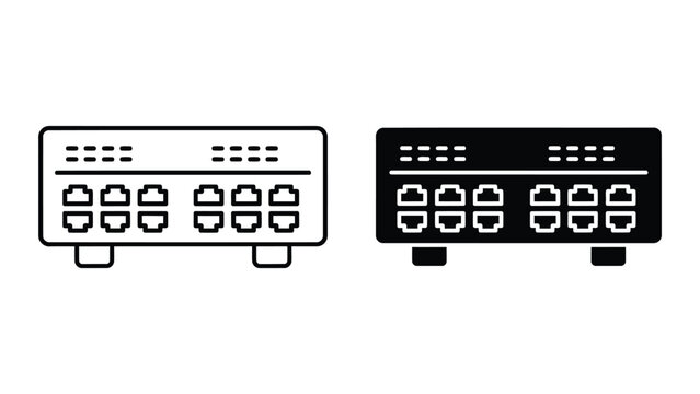 Ethernet network switch router vector icon set for data center and infrastructure