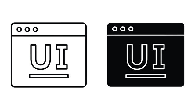 Ui design browser window vector icon set for web development and software prototyping