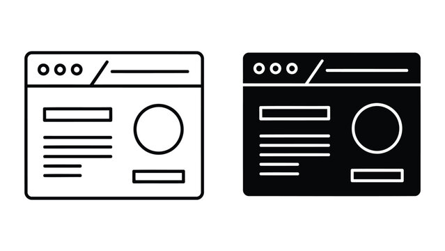 Web browser interface windows showing loading content and search bar vector icons