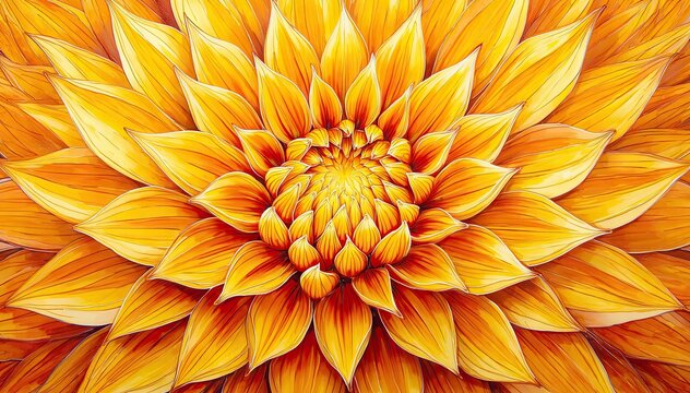 Close-up golden dahlia with layered petals