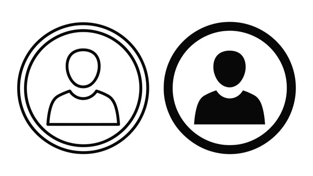 User profile avatar icon in circular frame isolated on white background