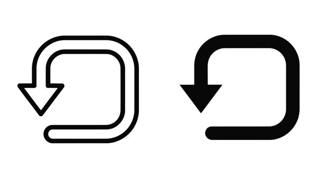 U-turn arrow icon set vector isolated on white background graphic design element