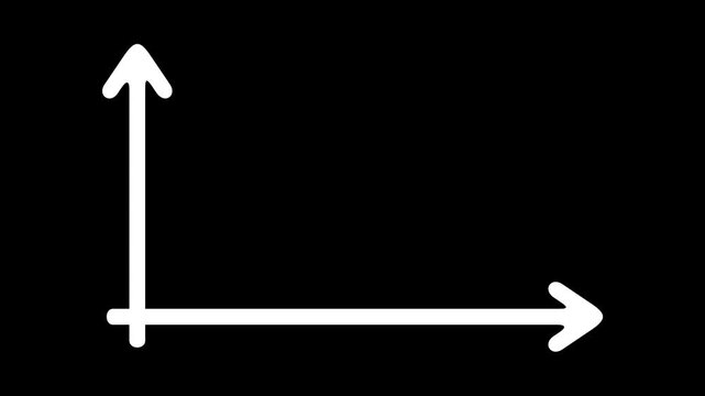 2D animation of stylized graph axes drawing on. Minimalist vector style coordinate system template with transparent background for business presentations, science and infographics.
