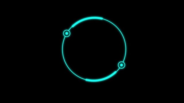 Blue light ring cyberspace tech loader spinning loop animation on black background