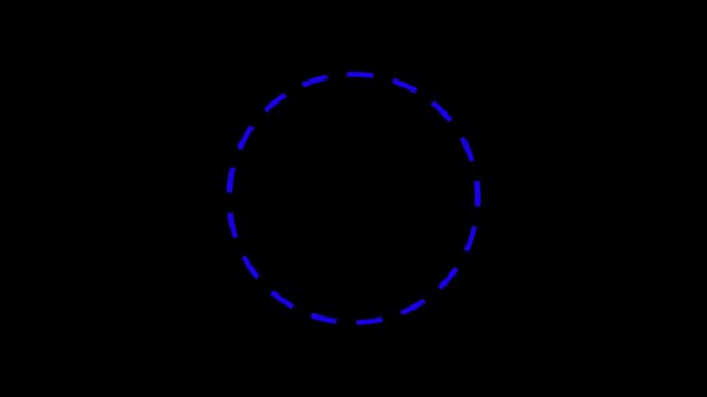 Blue circle dashed line loader spinning loop animation on black background