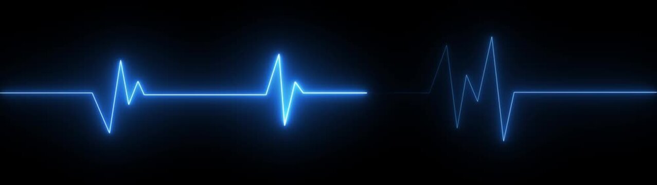 White neon ECG heartbeat pulse line on a dark background.glowing electrocardiogram wave showing medical health monitor, neon line transparent background