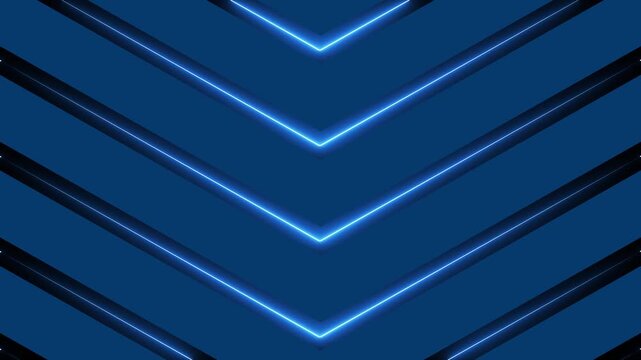 Futuristic blue neon chevron arrows geometric 3D layered stripes stage background