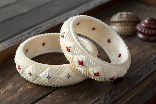 Traditional Bengali Hand Carved Shankha Conch Shell Bangles from Old Dhaka