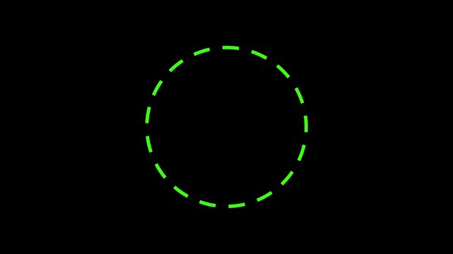 Green circle dashed line loader spinning loop animation on black background