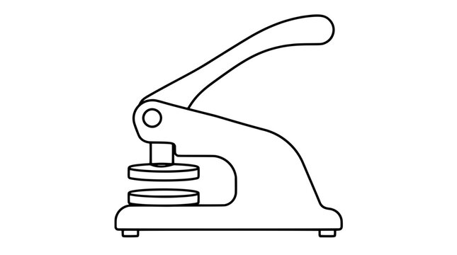 Desk document embosser with heavy cast lever, hand-drawn vector icon illustration of office stationery paper embossing press tool equipment design element for business -