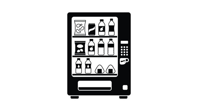Black silhouette of a vending machine against a white background