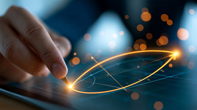 Analyst examining break-even point and cost-revenue curves on a digital screen, financial modeling, profitability analysis, business planning, ROI calculation, corporate finance,
