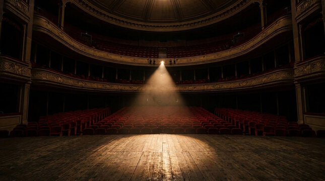 Empty Theater Stage with Spotlight Representing Mental Health Awareness and Visibility
