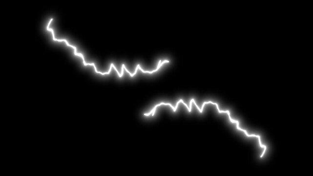 Abstract electric sparks flashing,  bright white electric energy bolt, realistic lightning bolt explosion, thunder flash effect on black screen background, 4k