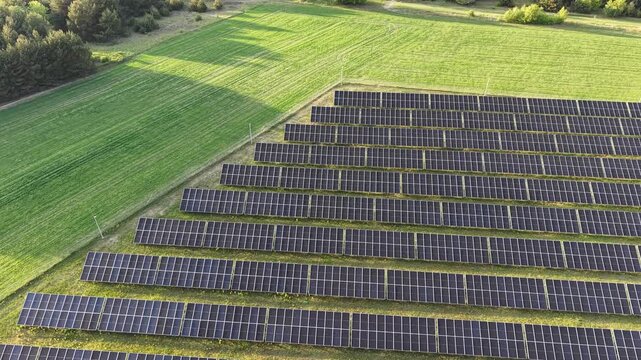 Large solar farm with copy space on right
