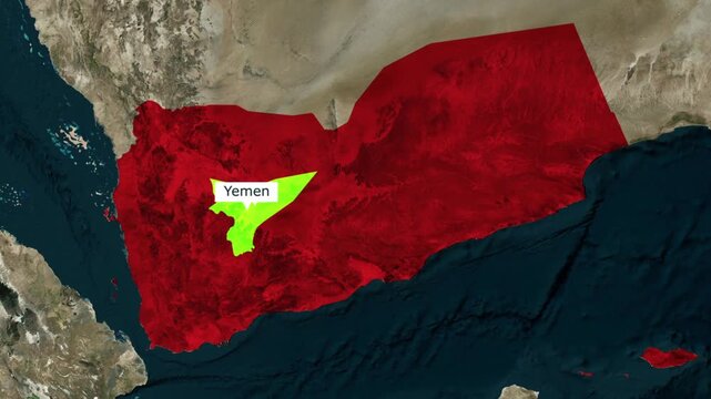 Satellite map highlighting marib governorate within yemen with geography location
