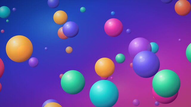 Colorful 3D Floating Spheres With Vibrant Gradient Background and Playful Abstract Motion Design