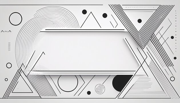 minimalist geometric frame with thin black lines abstract tech border with circles and triangles modern digital layout for presentation