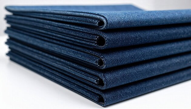 Denim Fabric Stack with Navy Twill Weave Texture for Fashion Design