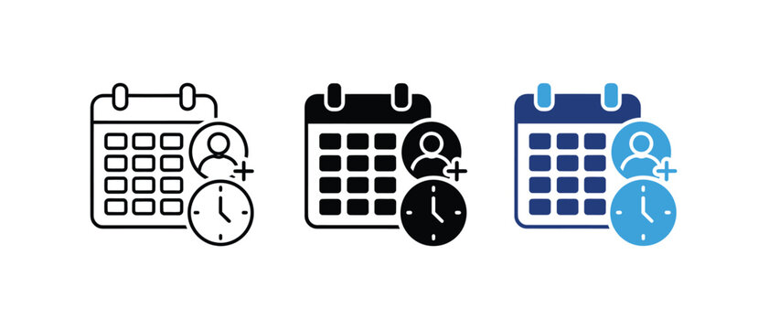 Calendar event schedule icon set, meeting appointment user time vector illustration