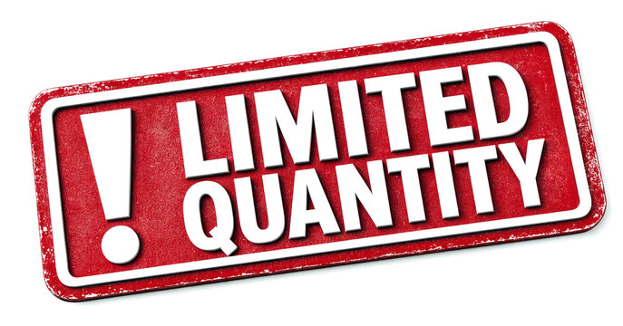 Red distressed sticker with limited quantity warning sign isolated on transparent background