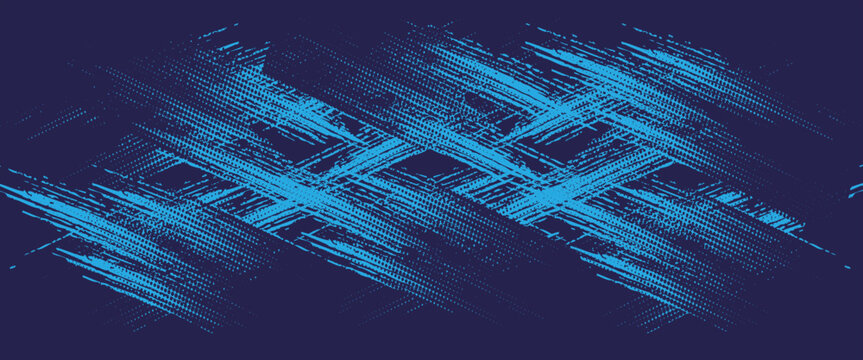 Abstract blue grunge splash vector pattern background with halftone halftone brush effect for sportswear, jersey, and car wrap design.