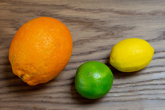 Orange, lime, lemon