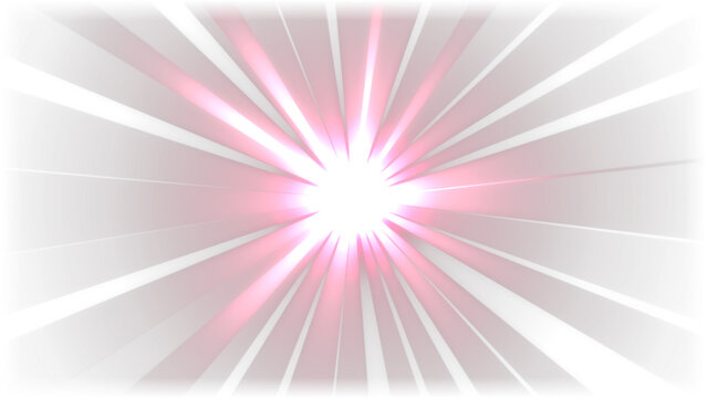 Abstract sunburst background with radial pink light rays spreading outwards transparent background