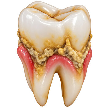 3D Render of Human Tooth with Heavy Tartar and Gingivitis
