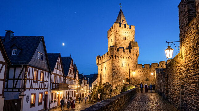 Antigua torre de piedra medieval de defensa o vigilancia, ubicada en un n&uacute;cleo urbano con casas blancas tradicionales bajo un cielo azul despejado, que refleja historia y patrimonio.