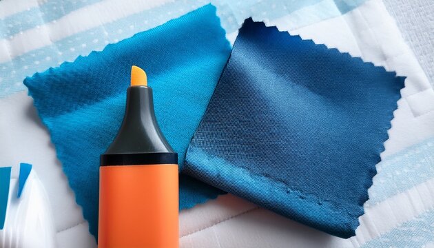 water soluble fabric marker with washable blue tip and fabric swatch