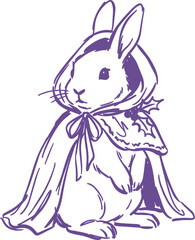 Fototapeta premium Hand drawn rabbit in a decorative cape