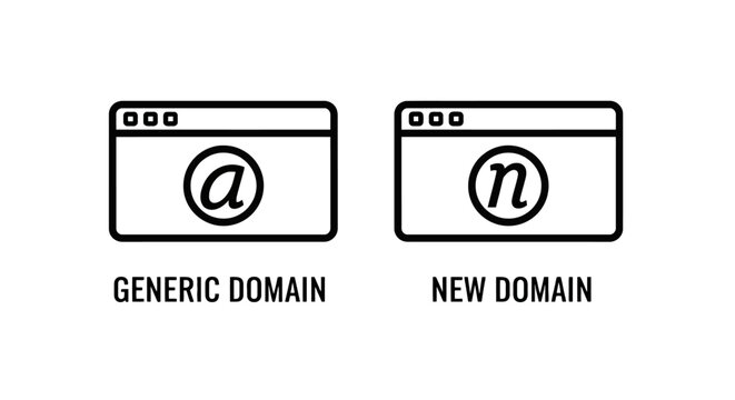 Generic domain and new domain website browser window icons with internet computer technology communication information software application