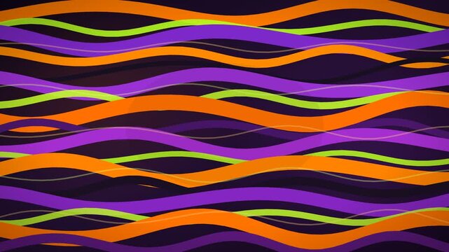 Abstract Orange Purple and Green Flowing Wavy Stripes With Colorful Layered Motion Background