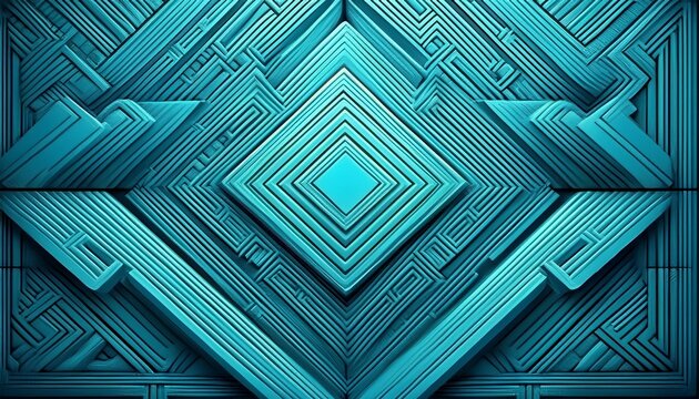 concentric squares a vibrant cyan abstract pattern with nested rectangles