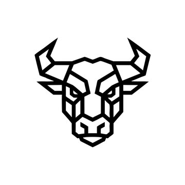Minimalist geometric bull head line art vector icon with geometric illustration minimalist masculine strength abstract