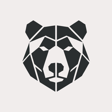 Minimalist geometric bear head silhouette vector design with geometric silhouette minimalist abstract stylized predator
