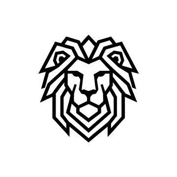Linear geometric lion head icon with intricate outlines geometric minimalist abstract stylized predator portrait creature