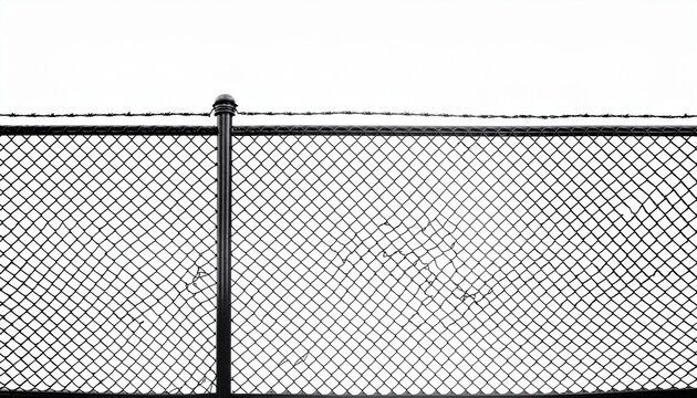 chain link fence isolated on white