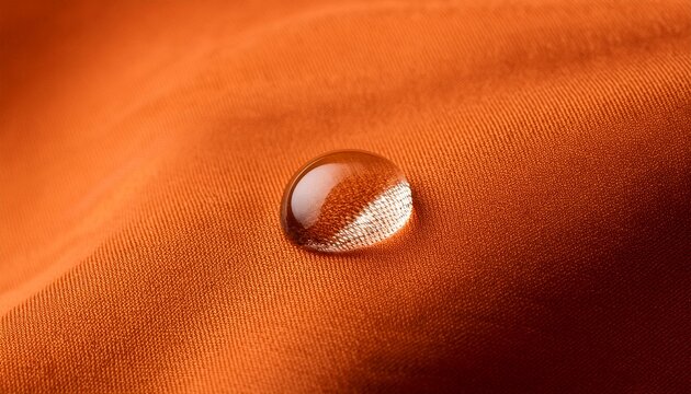 water droplet on orange fabric surface